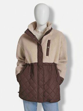 Andrew Marc Sport Women's Brown Mixed Media Faux Fur Jacket Size XS